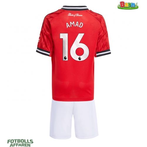 Manchester United Amad Diallo #16 Hemmaställ Barn 2025-26 Kortärmad (+ Korta byxor)